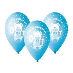 Balony niebieskie Moje 1 urodziny 5 szt 30 cm